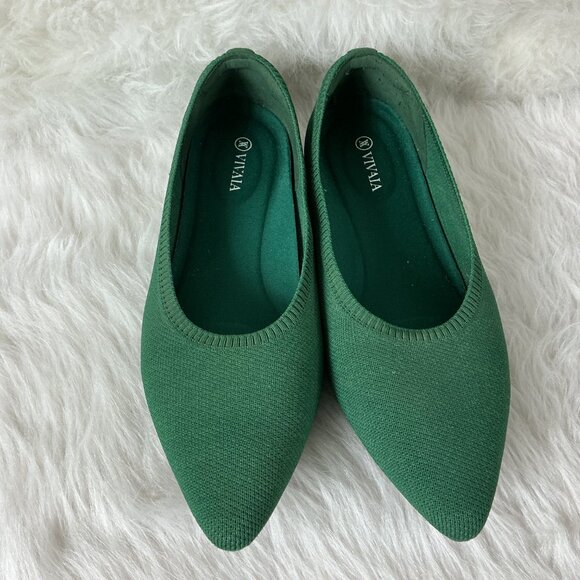 Vivaia Green Pointed Toe Ballet Flats EU 43 US 11 - Picture 2 of 8